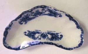 Antique UPPER HANLEY Dorothy Semi Porcelain Flow Blue Bone Dish or Side Plate - Picture 1 of 3