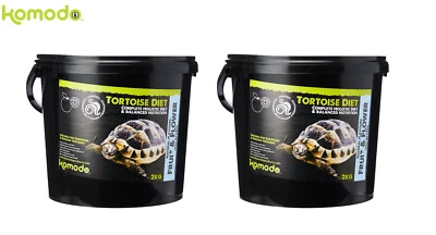 2 X KOMODO TORTOISE COMPLETE DIET FOOD FRUIT & FLOWER FLAV BUCKET NUTRITION 2KG