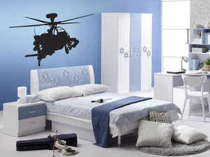 Apache Military Helicopter Vinyl Wall Art Sticker Decal - Kids Bedroom +FREE P&P - Picture 1 of 2