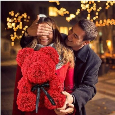Soportar De Rosas Rojo 25 CM Cachorro de Oso Regalo San Valentino Oso - Imagen 1 de 4
