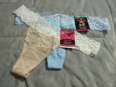 2 bragas de tanga Pr-Nude con forma de doncella azul y marfil DMESLT "Luxe Lace" *NUEVAS* S 5 Foto 1 de 3