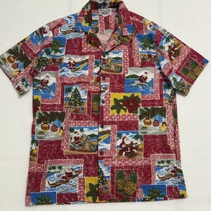 Vintage Pacific Legend Hawaiian Shirt Men’s M Red Santa Claus Surfing Christmas - Picture 1 of 6