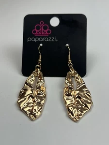 Paparazzi Gold Toned Dangle Earrings For Pierced Ears - Picture 1 of 3