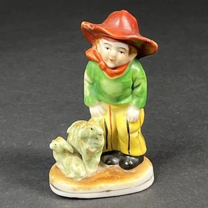 Miniatur Junge mit Schaf Figur Keramik handbemalt Made in Occupied Japan - Bild 1 von 11