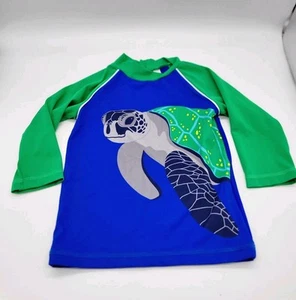 Boden Mini Rash Guard Vest 3-4 Yr Green Blue Turtle Sun Protection L/Sleeve - Picture 1 of 5