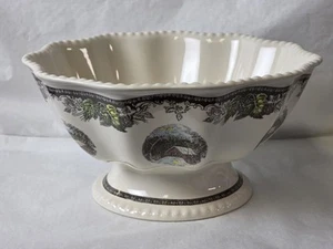 Vintage Johnson Bros Friendly Village Atlantis Footed Scalloped Punch Bowl New - Picture 1 of 9