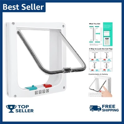 Durable Cat Door for Windows - Magnetic Closure with 4 Lock Modes, 7.7in x 7.5in - Image 1 of 4