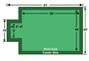 18x36 + 3x8 Loop-Loc Green Mesh Pool Cover w/ Center End Step - LLM1070 - Picture 1 of 5