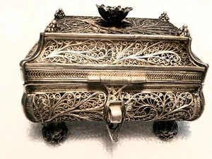 JUDAICA: 1857 MOSCOW RARE BESOMIN SPICE CONTAINER IN .9475  SILVER FILIGREE! - Picture 1 of 7