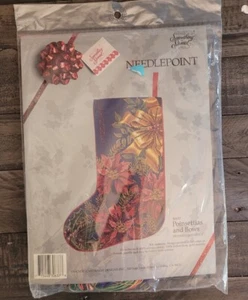 Something Special Poinsettias and Bows Stocking Needlepoint Kit sealed - Picture 1 of 9