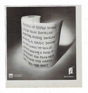 Earth Share Ad Council Toilet Paper Made of Recycled Magazine 1994 Print Ad