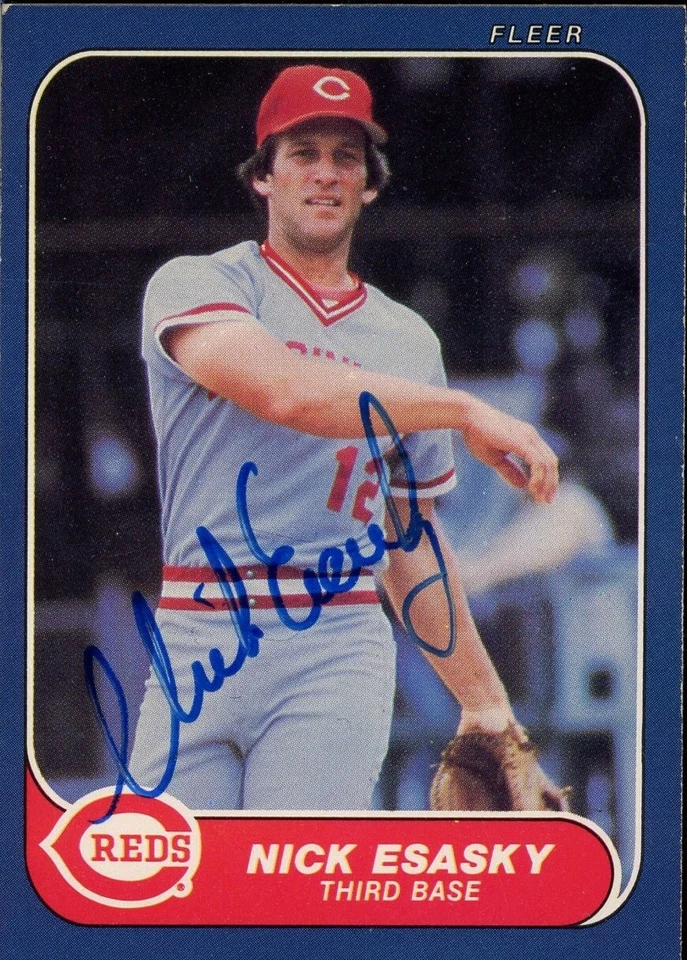 1986 Fleer NICK ESASKY Signed Card autograph AUTO REDS RED SOX - Image 1 of 1