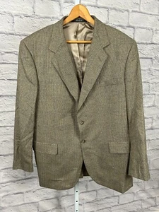 RBM Collection Brown Plaid Houndstooth Blazer Jacket Two Button Men's Sz 44R - Picture 1 of 6