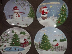 LENOX CHRISTMAS COLLAGE Party Plates 8 5/8" Diameter Set of 4 NWT - Picture 1 of 6