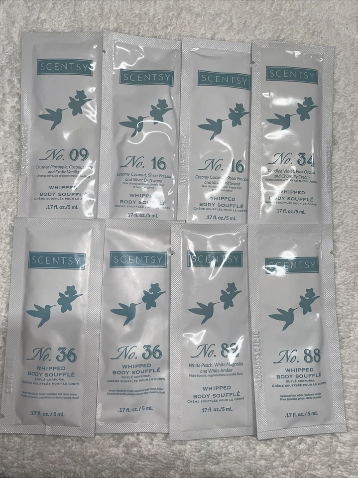 Scentsy Cuerpo Batido Soufflé Muestras Viaje Tamaño .17 Fl Oz Lote De 8 Nuevo Foto 1 de 3