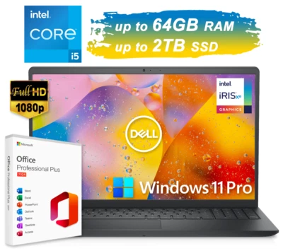 Dell Inspiron 15 Laptop FHD Intel i5 Up to 64GB RAM& 2TB SSD Win PRO Office 2024 - Image 1 of 4