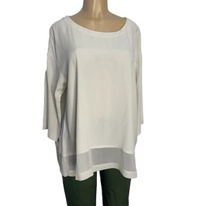 Eileen Fisher Beige 100% Silk Dolman Sleeve Tunic Shirt Womens Size M Casual Top - Picture 1 of 15