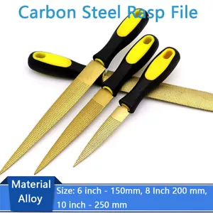 Carbon Steel Rasp File Carpenter Professional Wood Tools Golden 6/8/10 inch - Picture 1 of 5
