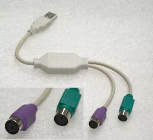 Ps/2 PS2 -> USB Adapter For Kbd & Mouse Funzt Under Windows 2000 XP 7 8 10 Z1 - Picture 1 of 3