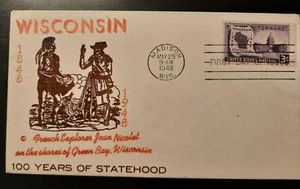 1948 FDC Wisconsin Statehood 100 Years Illustrated Cachet Cover Madison WI - Picture 1 of 2