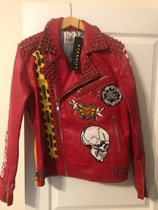 Eternity Medium Men's red leather jacket NWT BC/AD rare artwork - Picture 1 of 7