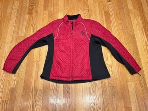 Harley Davidson Womens Synthetic Full Zip Jacket Black / Red Spell Out Size 2XL - Picture 1 of 9