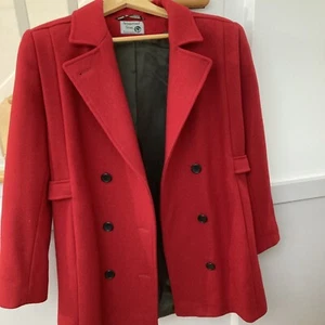 Women’s International Scene Vintage Size 8 100 Wool Red Coat - Picture 1 of 15