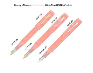 Osprey Milano - Rose Quartz Fountain Pen with ULTRA-FLEX nib EEF/EF/F/M/B - Picture 1 of 5