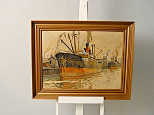 Victor Qvistorff Steamer Harbour Ship Portrait Naval Painting - Picture 1 of 5