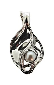 Plata y Perla Colgante Hoja - Imagen 1 de 1