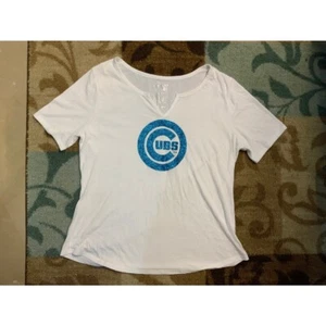 Camiseta Terra & Sky Chicago Cubs cuello en V manga corta blanca top talla grande 0X 24W - Imagen 1 de 7