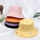 Folding Anti-UV Embroidered Flower Bucket Hat Sun Hat Fisherman Cap Beach Cap