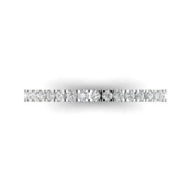 0.29 ctw Zirconia Diamond Women's Wedding Band | Stackable 14K White Gold Ring - Image 1 of 4