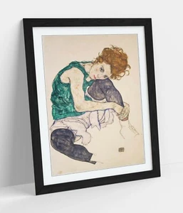 EGON SCHIELE MUJER SENTADA CON PIERNAS PÓSTER ENMARCADO ARTE IMAGEN IMPRESIÓN OBRA DE ARTE - - Imagen 1 de 11