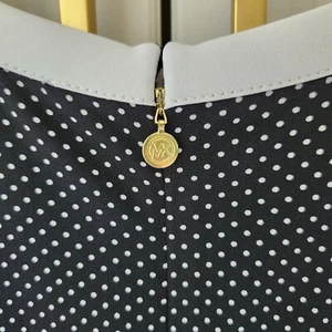 Michael Kors Shift Dress L Drop Waist Shift Black White Polka Dot Bell Sleeve - Picture 1 of 11