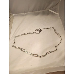 #7637 Cinturón de eslabones rectangular tono plata con pedrería azul ajustable 42 pulgadas - Imagen 1 de 4