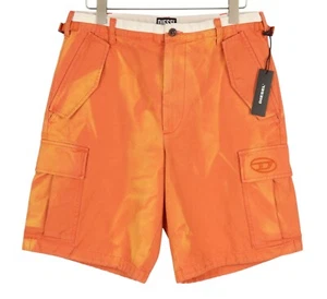Diesel P-Atlan Herren Shorts W32 Cargo Orange Fade Effekt Patch Taschen UVP 100 - Bild 1 von 11