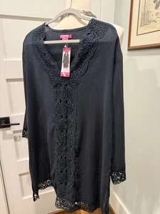 Isaac Mizrahi Daisy Swim Cover Black W/Lace Details, NWT - Sz. XL - Picture 1 of 10