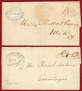 US x2 Classic Stampless Covers; Buffalo, NY (1821/7/2) & (1836/2/26) - Picture 1 of 2