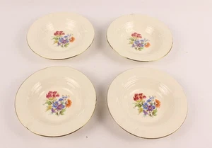 Gold Rimmed Vintage Hand Painted? Rose Flower Bouquet Ashtray set of 4--5"x 5" - Picture 1 of 9