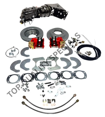 Ford Bronco 1966-1977 disco trasero perforado rotores ranurados freno eléctrico rojo refuerzo negro Foto 1 de 4