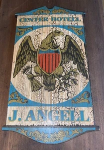 Vintage Wooden Sign George Nathan P81 Center Hotell J. Angell - Picture 1 of 13