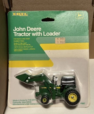 John Deere Tractor with Loader 1/64 scale, ERTL, farm toys - Image 1 of 4