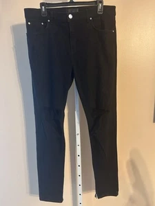 Jeans ORO Los Angeles adulto 34x33 nero denim skinny effetto invecchiato strappi fondo zip - Foto 1 di 22