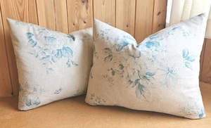 New Handmade Set Of 2 16" By 13" Bolster Style Cushion Covers Rose Print (10) - Picture 1 of 7