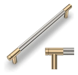 10 Pack 7.5 Inch Centers Knurled Champagne Bronze & Silver Cabinet Pulls - Picture 1 of 8