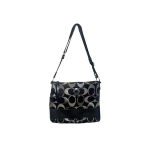COACH Signature Logo Womens File Crossbody Bag Black Silver F20430 - Picture 1 of 10