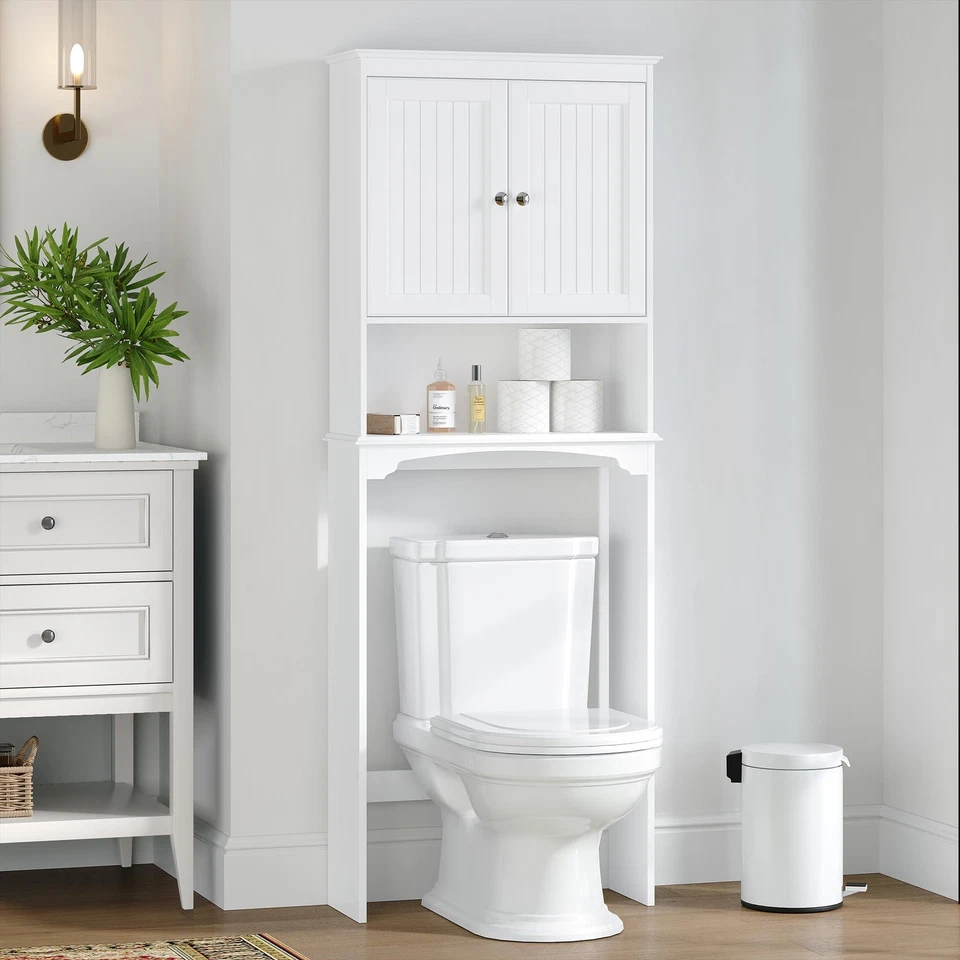 FOR PARTS BATH SS19-SPT-BA32 Bathroom Shelf Over Toilet Storage Cabinet White