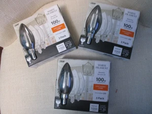 Feit Electric Led White Filament 100W Dimmable B10 Bulbs (3 - 3 Packs 9 Bulbs) - Picture 1 of 4