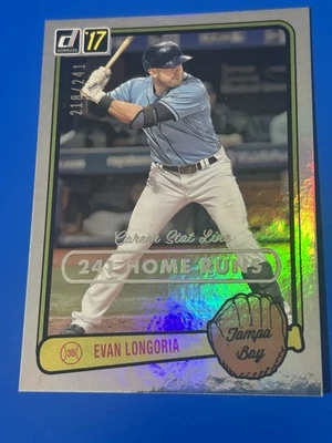 Tarjeta Evan Longoria 2017 Donruss “Career Stat Line” #218/241 Foto 1 de 2